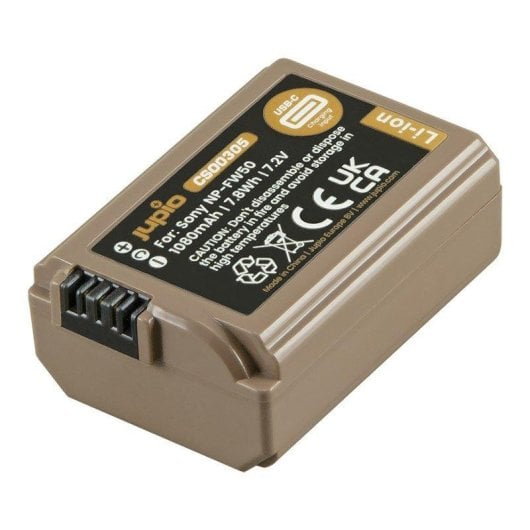 Batteria Jupio NP-FW50 Ultra C USB-C Sony capacità elevata 1080mAh