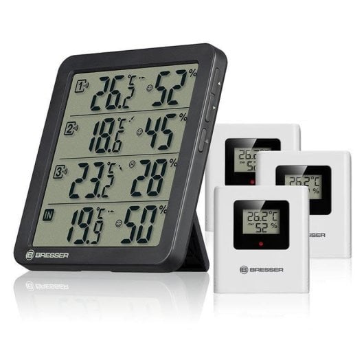 Termo-higrómetro Bresser Quadro NV 3 sensores exteriores IP44 ecrã avançado