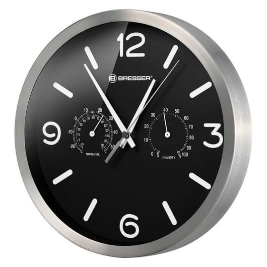 Relógio Despertador Bresser MyTime DCF Preto 25 cm Aço, termómetro e higrómetro