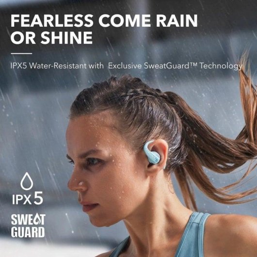 Soundcore AeroFit Pro kabellose Bluetooth Sport Kopfhörer Anrufe IPX5 Aquamarin