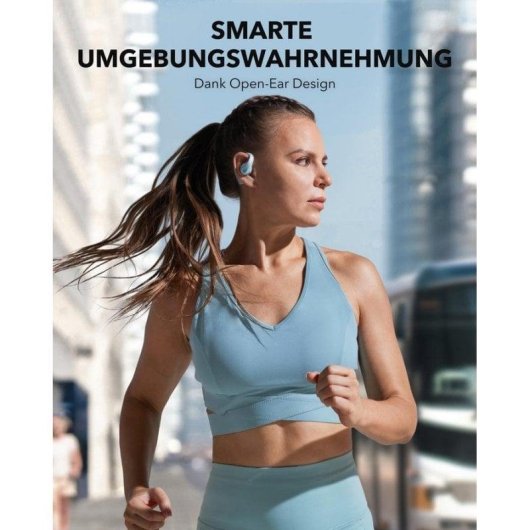 Soundcore AeroFit Pro kabellose Bluetooth Sport Kopfhörer Anrufe IPX5 Aquamarin