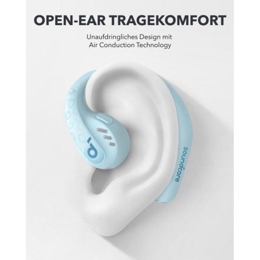 Soundcore AeroFit Pro kabellose Bluetooth Sport Kopfhörer Anrufe IPX5 Aquamarin
