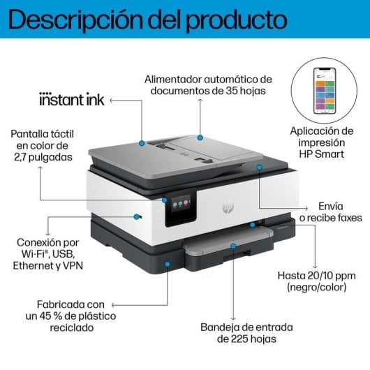 Multifonction HP OfficeJet Pro 8134e Jet d'encre Couleur WiFi Fax Recto Verso Tout-en-Un