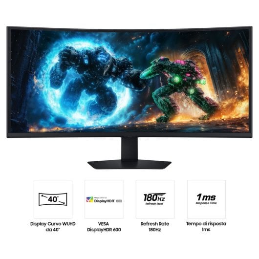 Samsung Odyssey G7 G75F Monitor Curvo 40" UltraHD WUHD 180Hz VA FreeSync Premium Pro HDR10+ 1ms