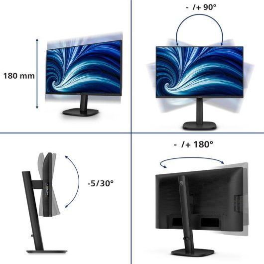 Monitor Philips 24B2N3200D 24,1" WUXGA 100Hz IPS Schwarz Lautsprecher USB Höhenverstellbar 4ms