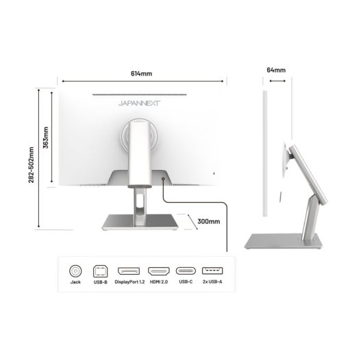 Écran PC JAPANNEXT JN-IPS27WQHDR-C65W-FLD-T 27" WQHD 75Hz IPS Tactile HDR10 USB-C 65W Blanc