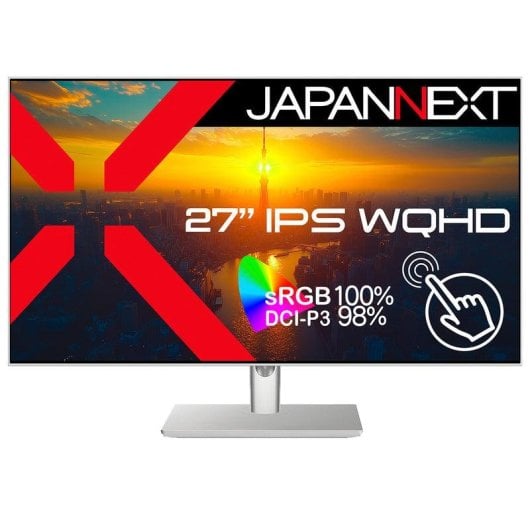 Monitor JAPANNEXT JN-IPS27WQHDR-C65W-FLD-T 27" Wide Quad HD 75Hz IPS Táctil HDR10 Blanco Altura Ajustable