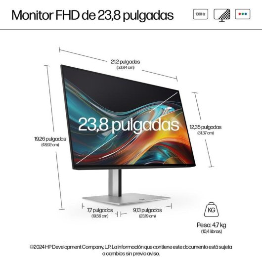 Monitor HP 724pf 23.8" FullHD 100Hz IPS Tempo di risposta 5ms Ergonomico USB-C