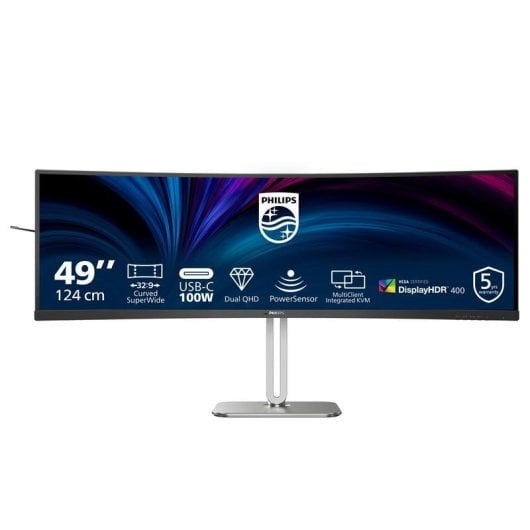 Écran PC PHILIPS 5000 series 49B2U5900C/00 49" Dual QHD 75Hz VA Courbé USB-C HDR400 KVM