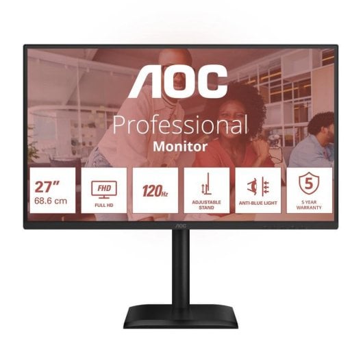 Monitor AOC 27E4CV 27" FullHD 120Hz IPS Altura Ajustable USB-C Dock Altavoces 4 ms