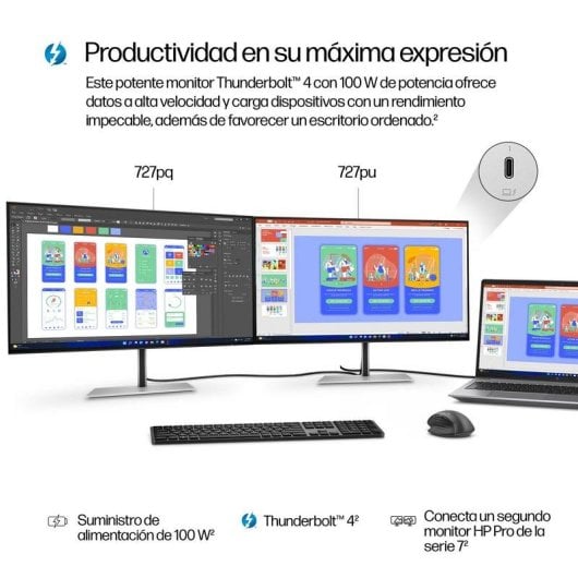 Écran PC HP Series 7 Pro 727pu 27" Quad HD 120Hz IPS Black Thunderbolt 4
