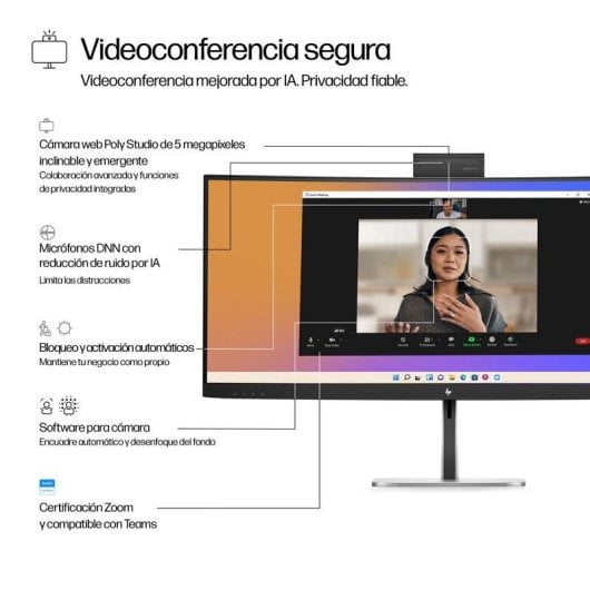 HP Series 5 Pro 534pm Monitor Curvo 34" UltraWide QHD 100Hz VA com Webcam 5MP, Áudio e USB-C