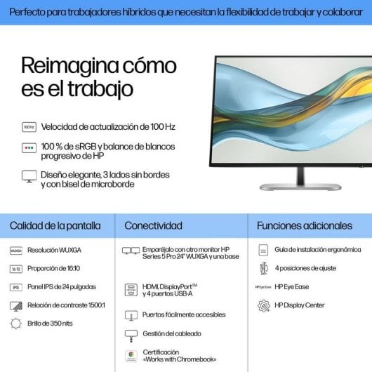 Écran PC HP Series 5 Pro 524pn 24" WUXGA 100Hz IPS Réglable USB