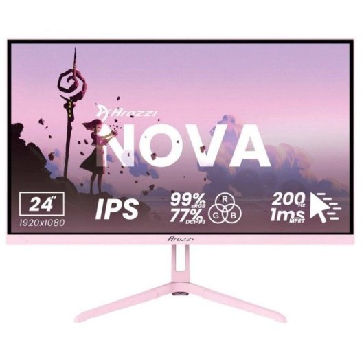 Monitor Arozzi Nova 24" FullHD 200Hz IPS 1ms Altifalantes Rosa