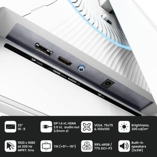 Écran PC Arozzi Nova 24" Full HD 200Hz IPS Blanc 1ms Gaming