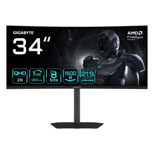 Monitor GIGABYTE GS34WQCA 34" UltraWide QHD 120Hz VA Curvo FreeSync Premium HDR10 1ms