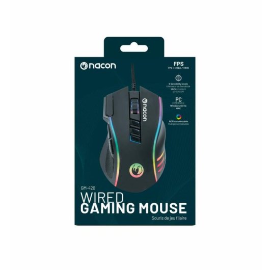 Ratón NACON GM-420 USB 12000 DPI Negro RGB 10 Botones Ergonómico