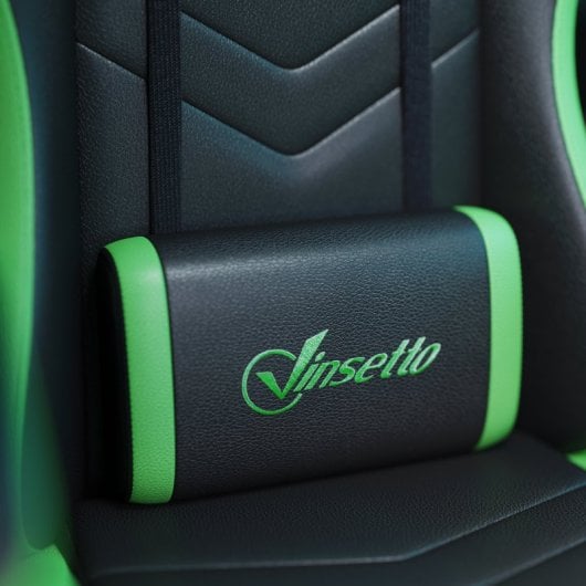 Vinsetto Silla Gaming De Cuero Pu Reclinable 135° Altura Ajustable Negro Y Verde