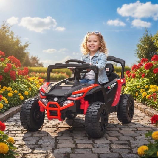 Aiyaplay Coche Eléctrico Para Niños Utv 12v Con 2 Motores Rojo