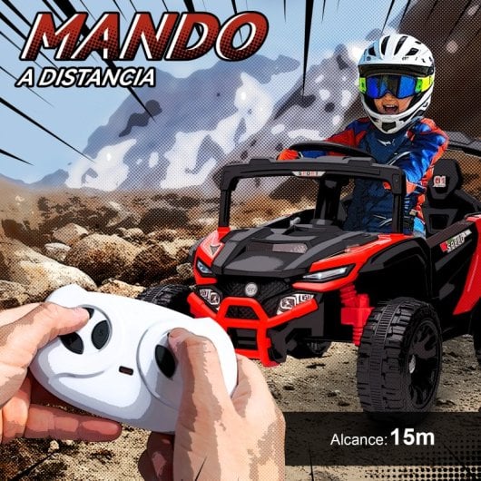 Aiyaplay Coche Eléctrico Para Niños Utv 12v Con 2 Motores Rojo