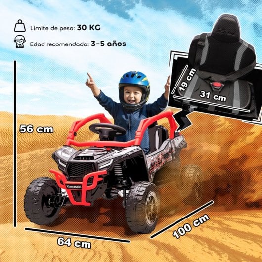 Aiyaplay Coche Eléctrico Para Niños 12v Kawasaki Teryx Krx 1000 Rojo