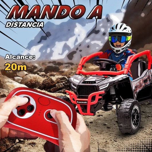 Aiyaplay Coche Eléctrico Para Niños 12v Kawasaki Teryx Krx 1000 Rojo