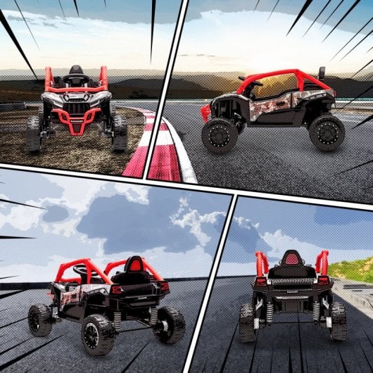 Aiyaplay Coche Eléctrico Para Niños 12v Kawasaki Teryx Krx 1000 Rojo