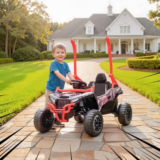 Aiyaplay Coche Eléctrico Para Niños 12v Kawasaki Teryx Krx 1000 Rojo