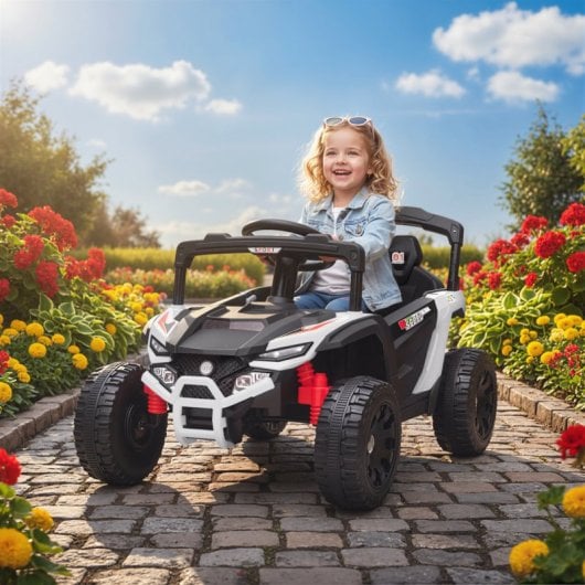 Aiyaplay Coche Eléctrico Para Niños Utv 12v Con 2 Motores Blanco