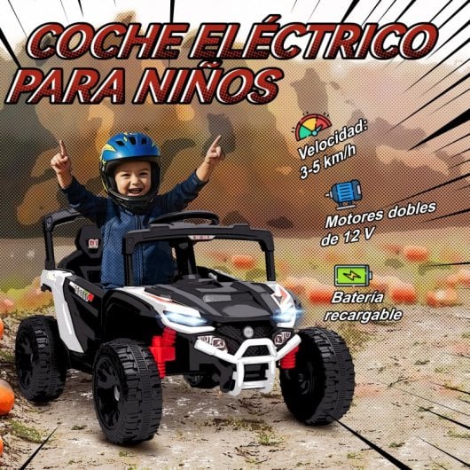 Aiyaplay Coche Eléctrico Para Niños Utv 12v Con 2 Motores Blanco