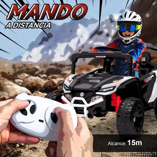 Aiyaplay Coche Eléctrico Para Niños Utv 12v Con 2 Motores Blanco