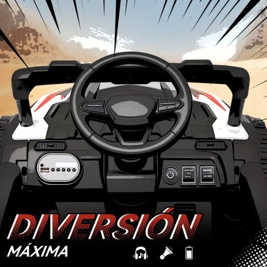 Aiyaplay Coche Eléctrico Para Niños Utv 12v Con 2 Motores Blanco