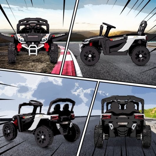 Aiyaplay Coche Eléctrico Para Niños Utv 12v Con 2 Motores Blanco