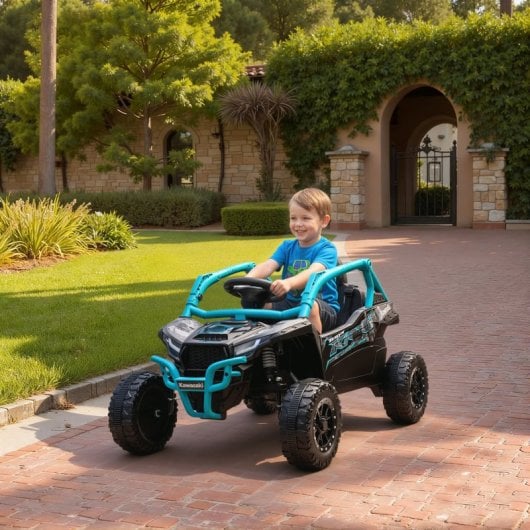 Aiyaplay Coche Eléctrico Para Niños 12v Kawasaki Teryx Krx 1000 Azul
