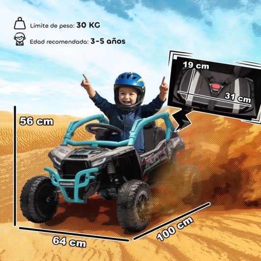 Aiyaplay Coche Eléctrico Para Niños 12v Kawasaki Teryx Krx 1000 Azul