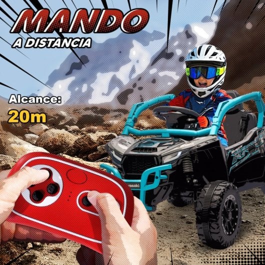 Aiyaplay Coche Eléctrico Para Niños 12v Kawasaki Teryx Krx 1000 Azul