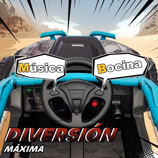 Aiyaplay Coche Eléctrico Para Niños 12v Kawasaki Teryx Krx 1000 Azul