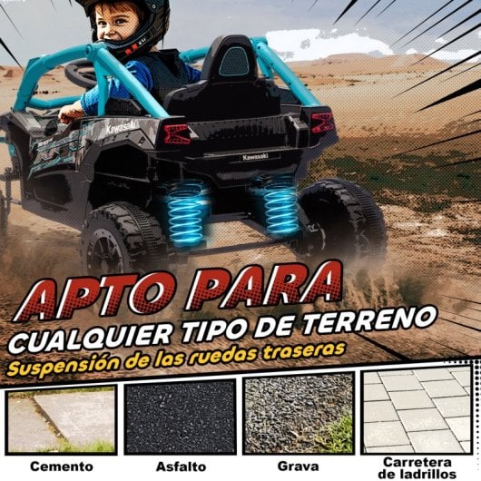 Aiyaplay Coche Eléctrico Para Niños 12v Kawasaki Teryx Krx 1000 Azul
