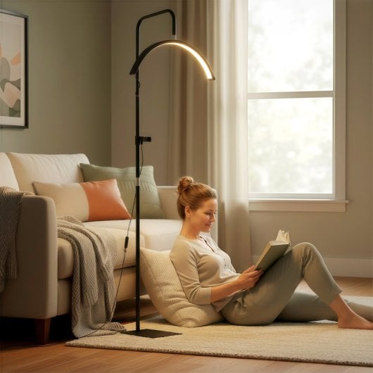 Homcom Lámpara Pestañas Media Luna Con Cabeza Giratoria 350° Negro