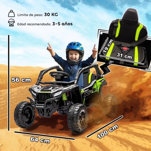 Aiyaplay Coche Eléctrico Para Niños 12v Kawasaki Teryx Krx 1000 Negro