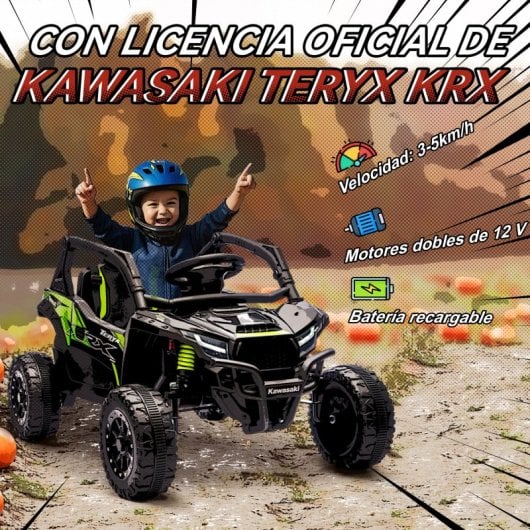 Aiyaplay Coche Eléctrico Para Niños 12v Kawasaki Teryx Krx 1000 Negro