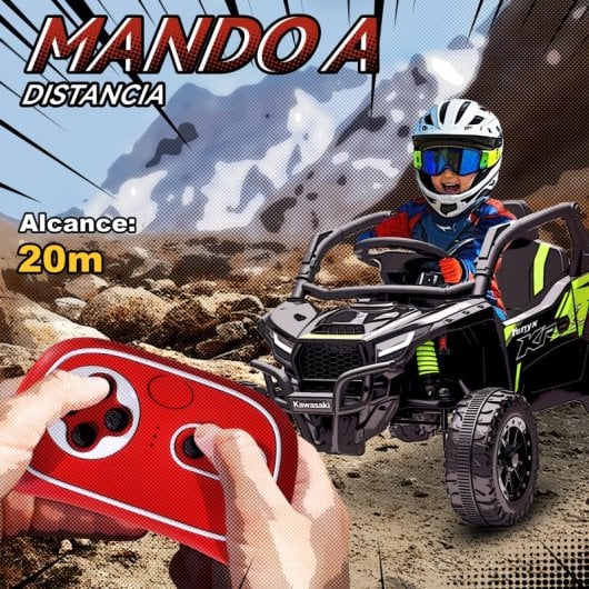 Aiyaplay Coche Eléctrico Para Niños 12v Kawasaki Teryx Krx 1000 Negro