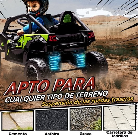 Aiyaplay Coche Eléctrico Para Niños 12v Kawasaki Teryx Krx 1000 Negro