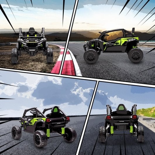 Aiyaplay Coche Eléctrico Para Niños 12v Kawasaki Teryx Krx 1000 Negro