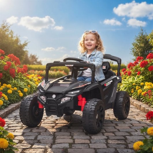 Aiyaplay Coche Eléctrico Para Niños Utv 12v Con 2 Motores Negro
