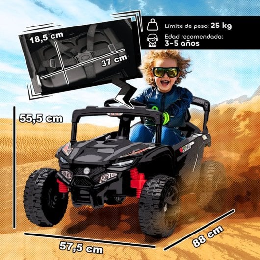 Aiyaplay Coche Eléctrico Para Niños Utv 12v Con 2 Motores Negro