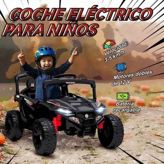 Aiyaplay Coche Eléctrico Para Niños Utv 12v Con 2 Motores Negro