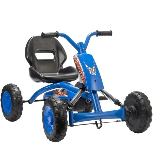 Kart a pedal Aiyaplay com rodas, estrutura em aço, para crianças dos 2 aos 5 anos, azul.
