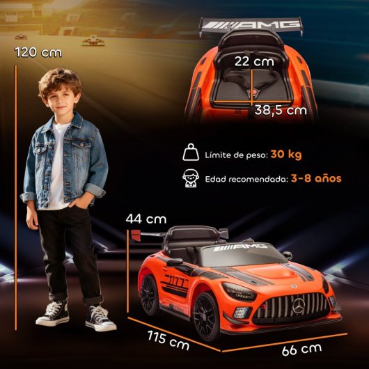 Carrinho Elétrico Infantil Aiyaplay Mercedes-AMG GT3 Evo Laranja