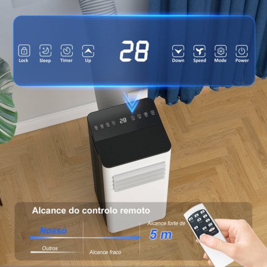 Homcom Aire Acondicionado 3 En 1 Portátil 9000 Btu Para Habitación 28m² Blanco